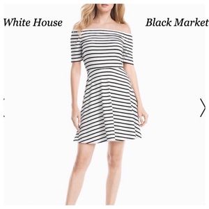 New!!! WHBM Black White Striped Off-Shoulder Dress